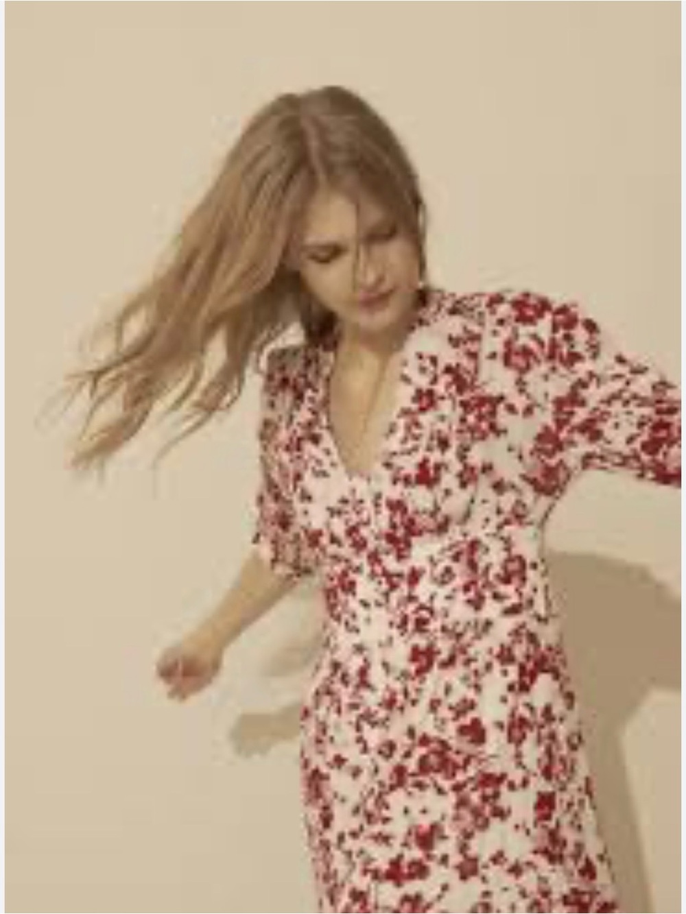 ba&sh White Dress with Red Floral Print